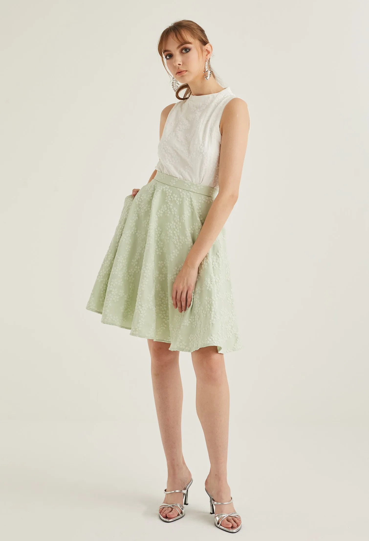 A Line Brocade Midi Skirt