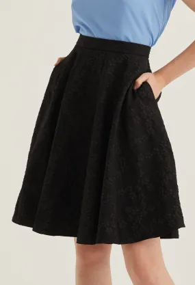 A Line Brocade Midi Skirt