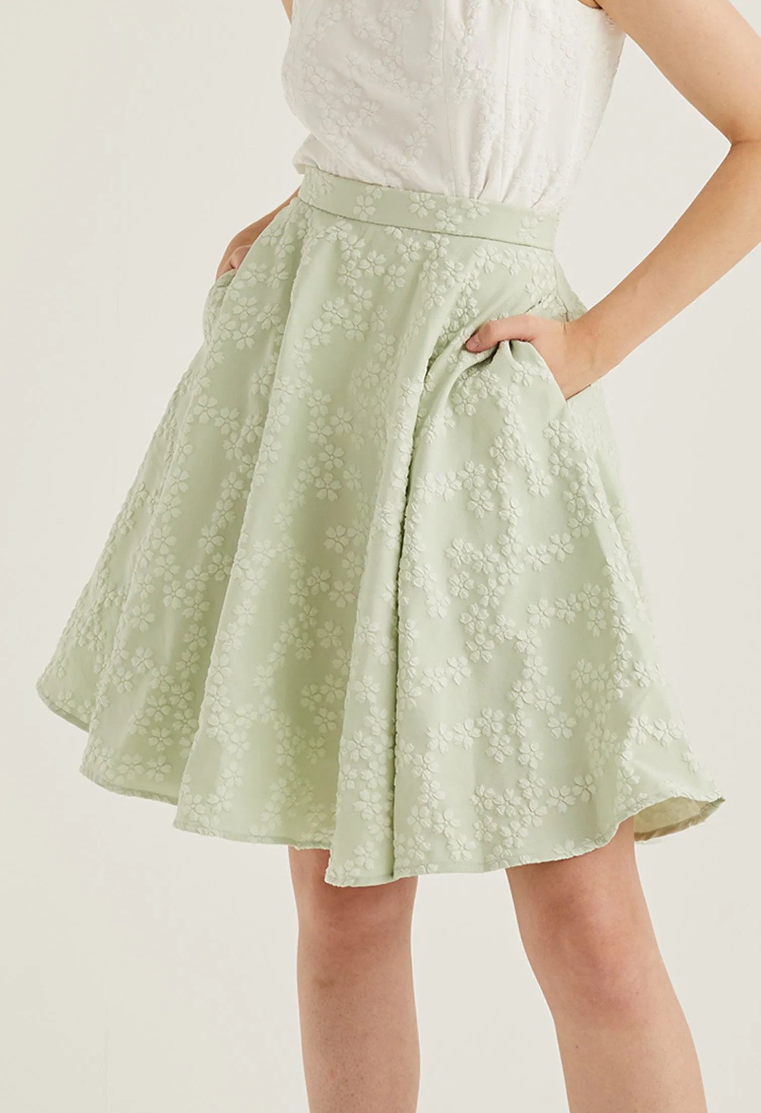 A Line Brocade Midi Skirt