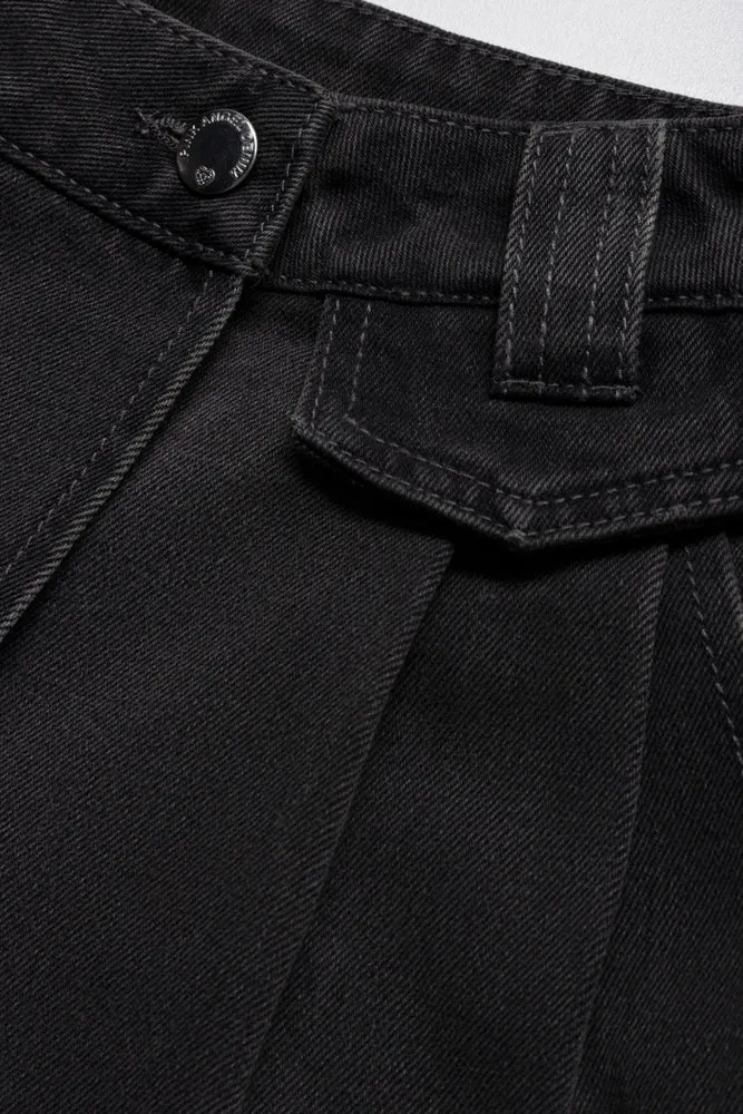 A-Line Denim Skort Black