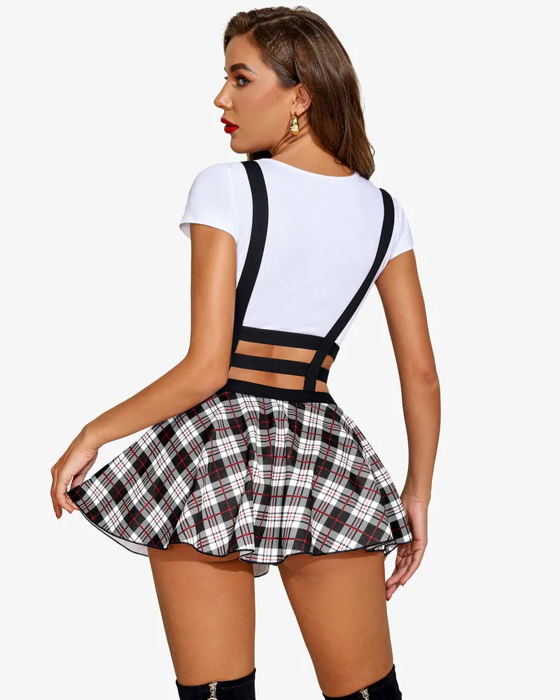 A-Line Suspender Pleated Skirt