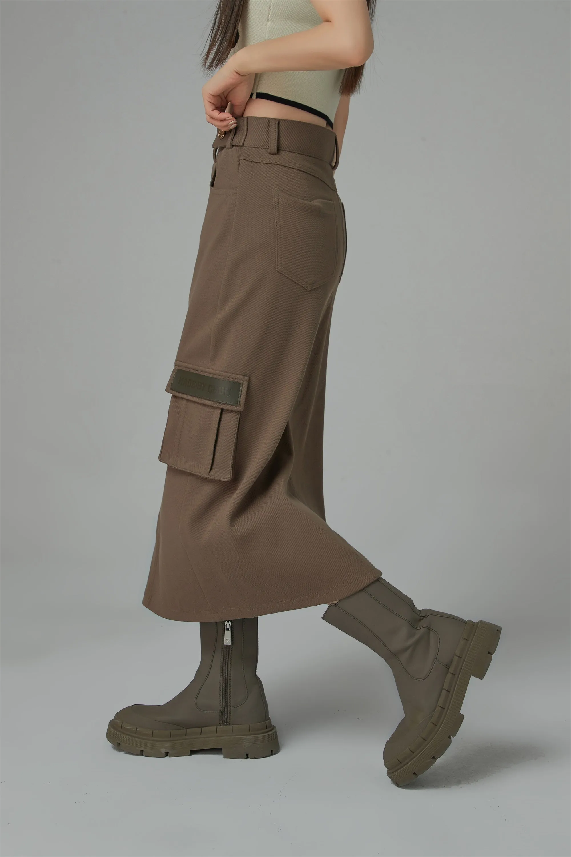 A New Thing Split A-Line Cargo Skirt