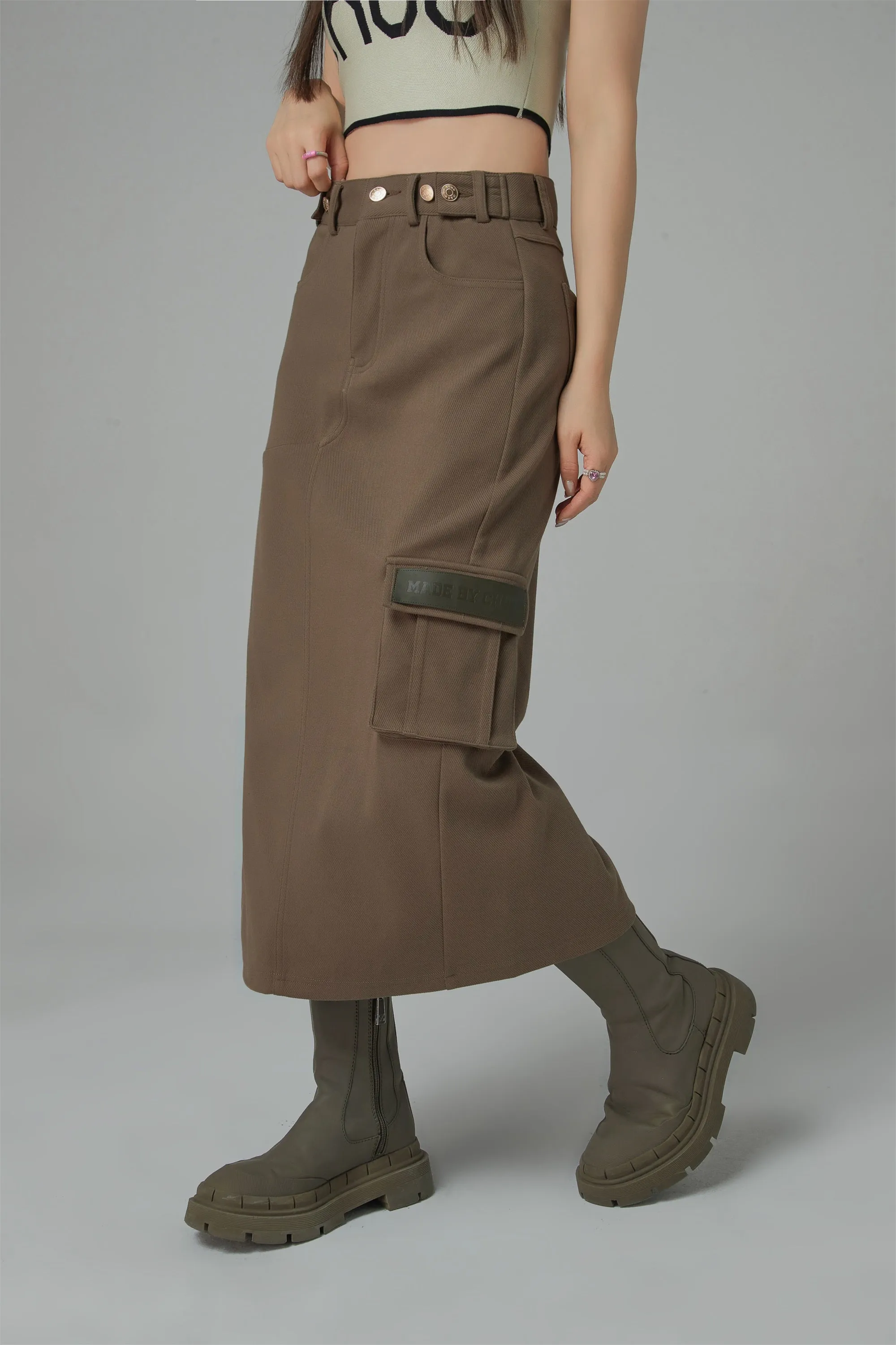 A New Thing Split A-Line Cargo Skirt