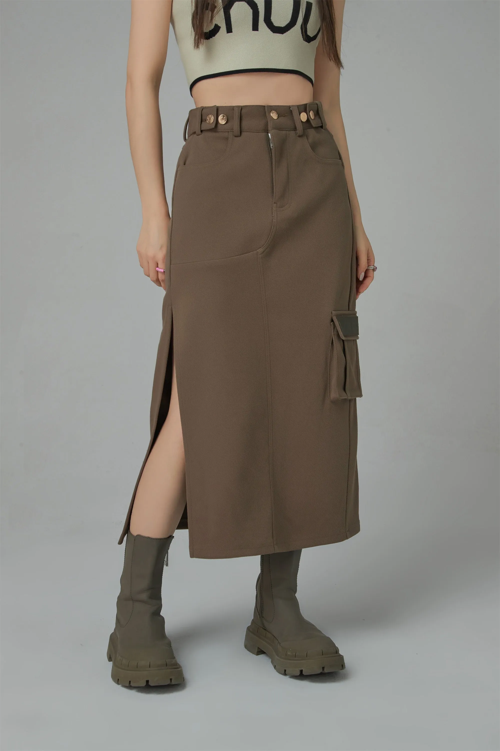 A New Thing Split A-Line Cargo Skirt