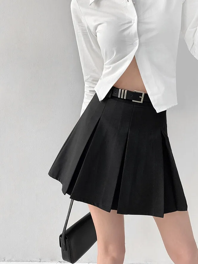 Academia aesthetic belt skirt