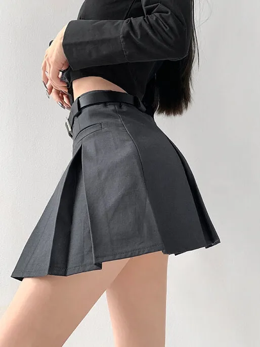 Academia aesthetic belt skirt