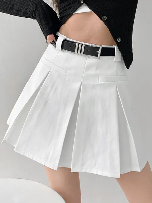 Academia aesthetic belt skirt