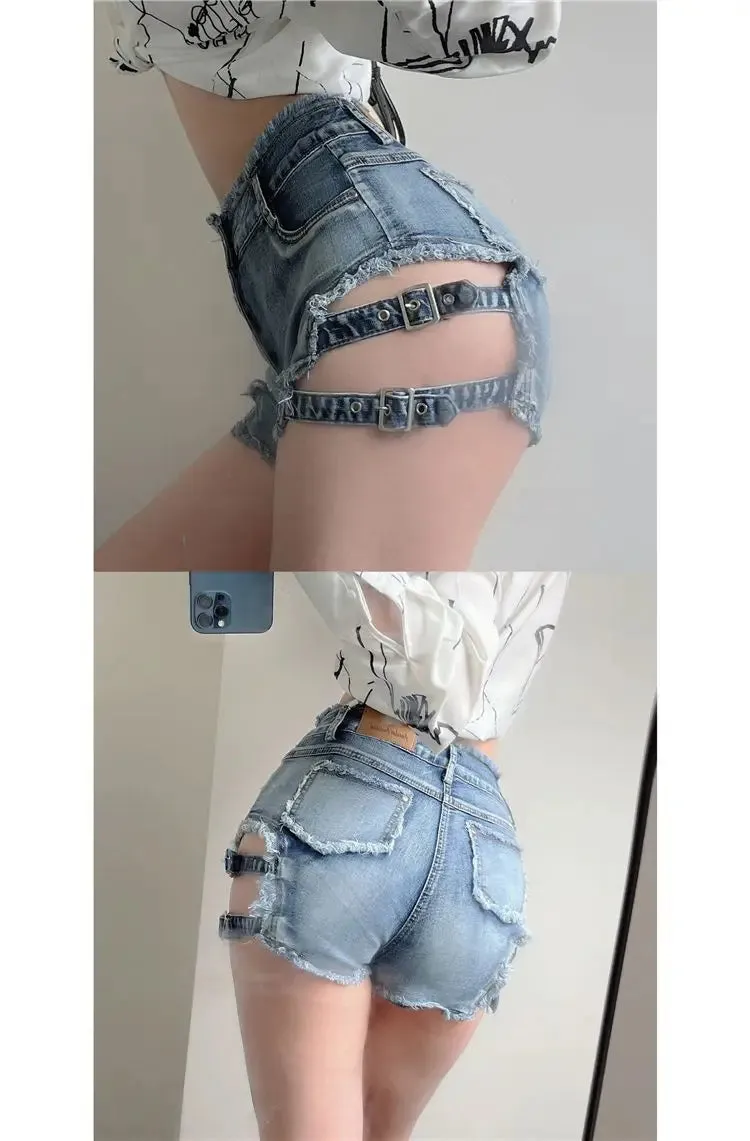 Alternative Denim Hollow out Tassel Shorts