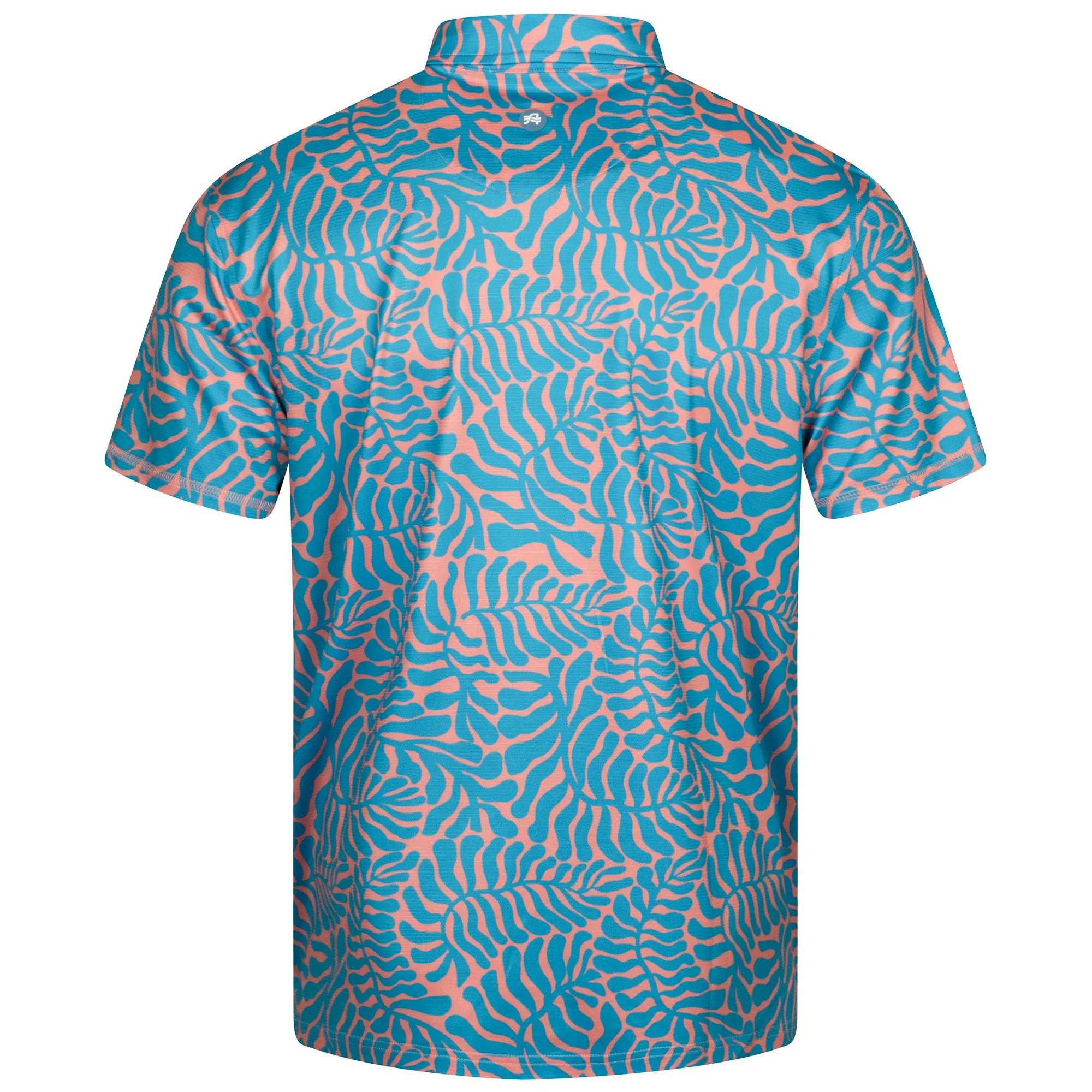 Amble | Viewpoint Full Button Print Polo Sea Kelp