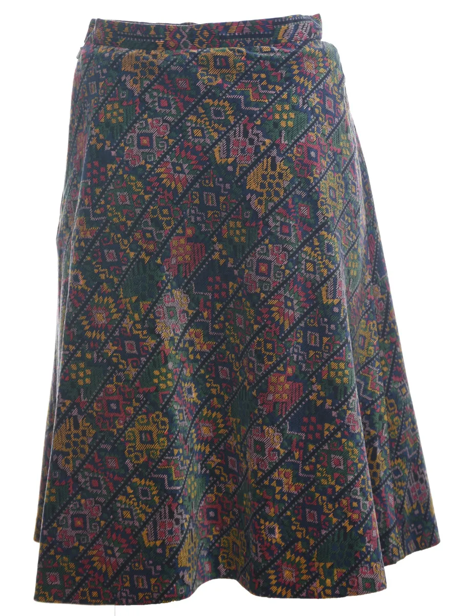 Aztec Print A-line Skirt - S