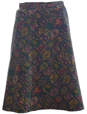 Aztec Print A-line Skirt - S