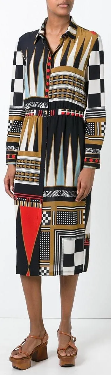 Backgammon Print Shirt-Dress