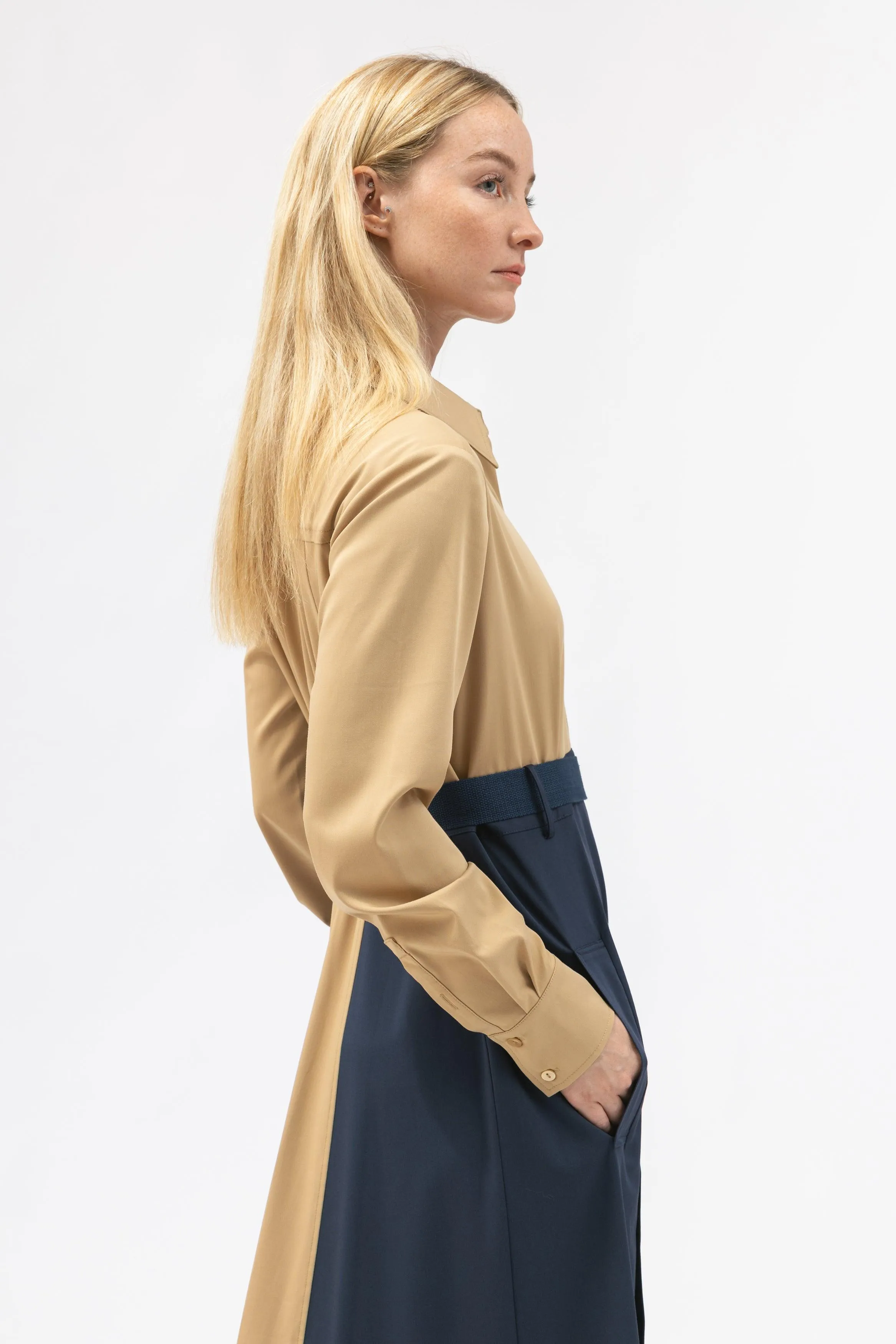 Bamboo Back-Gathered Shirt Dress