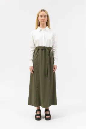 Bamboo Back-Gathered Shirt Dress