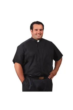 Big & Tall Black Clergy Shirt - Short Sleeve - OF221