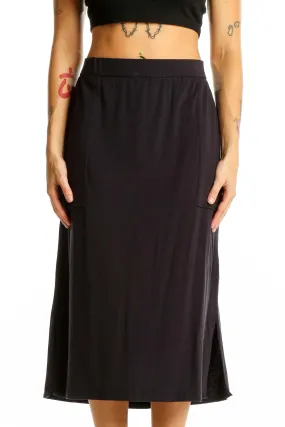 Black Midi A-Line Skirt