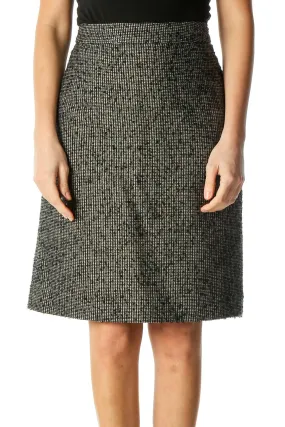 Black Textured Classic A-Line Skirt