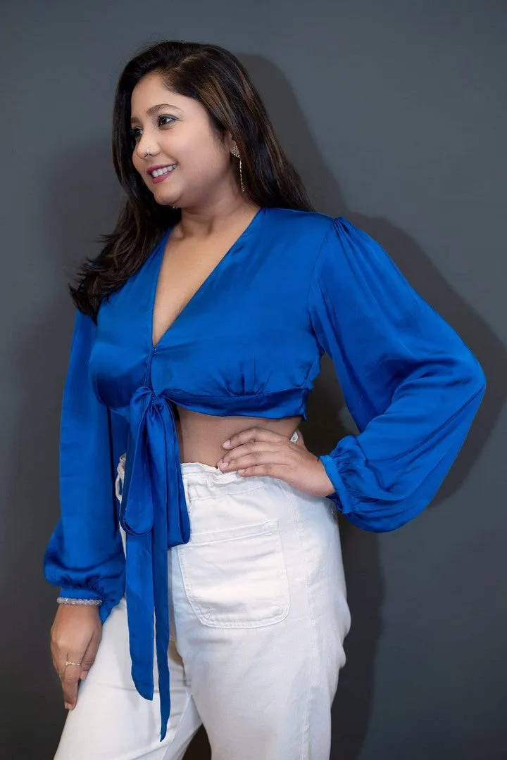 Blue Wrap Top