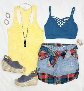 BURNOUT RACERBACK TANK - LEMON