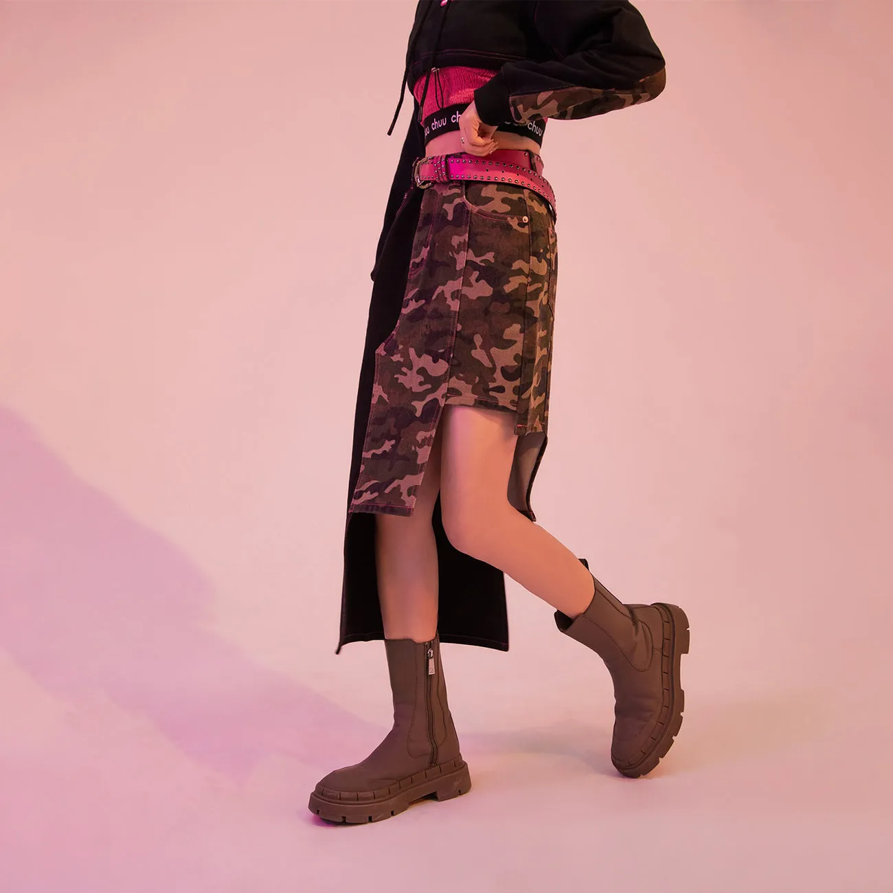 Camo Girl Asymmetrical A-Line Skirt