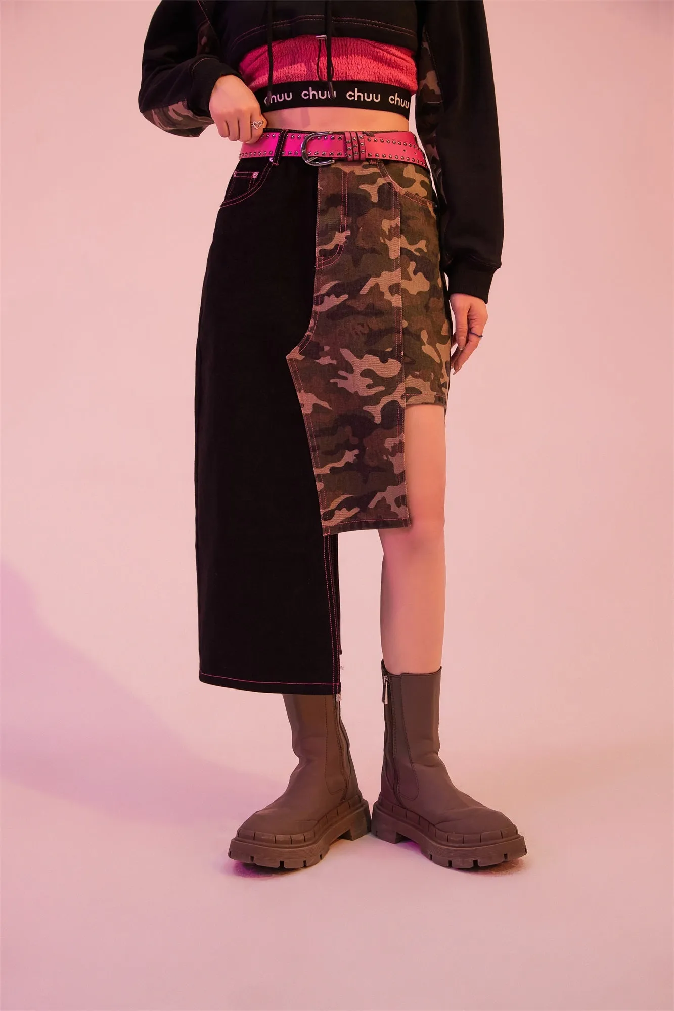 Camo Girl Asymmetrical A-Line Skirt