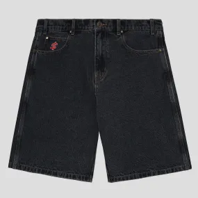 Cash Only Logo Denim Shorts - Washed Black