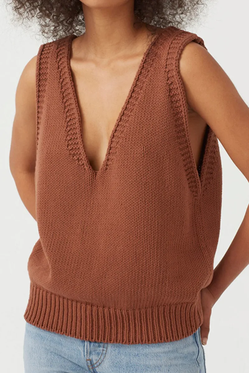 Casual Solid Basic V Neck Tops Sweater