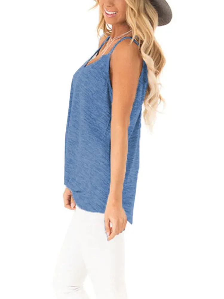 Casual V-neck Sleeveless Straps Camisole Tank Tops