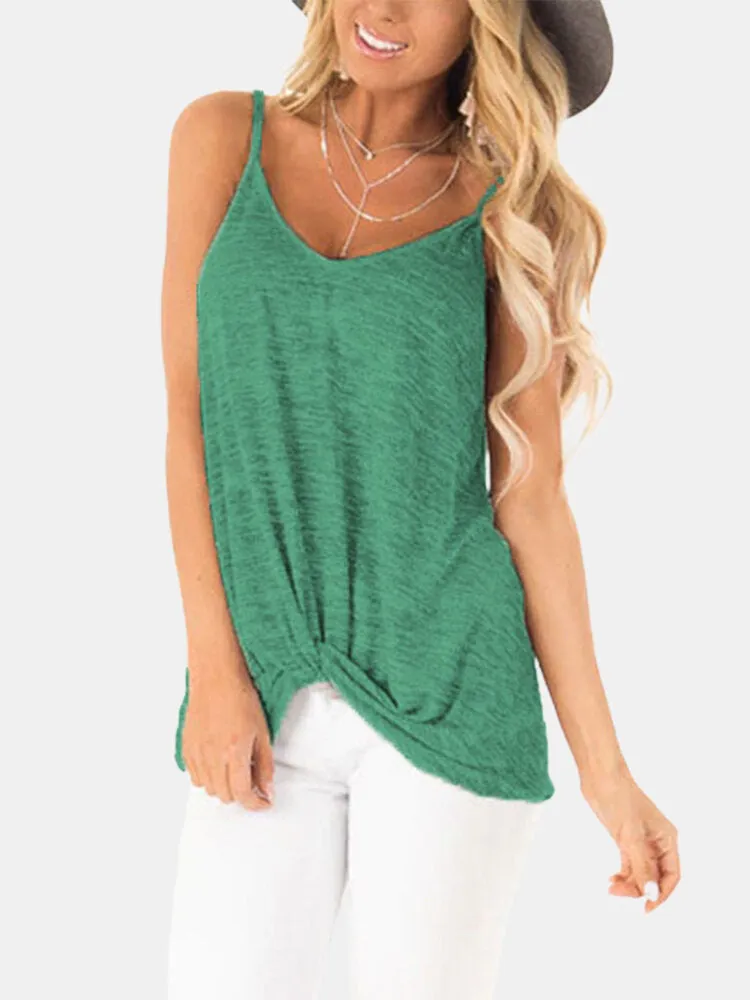 Casual V-neck Sleeveless Straps Camisole Tank Tops