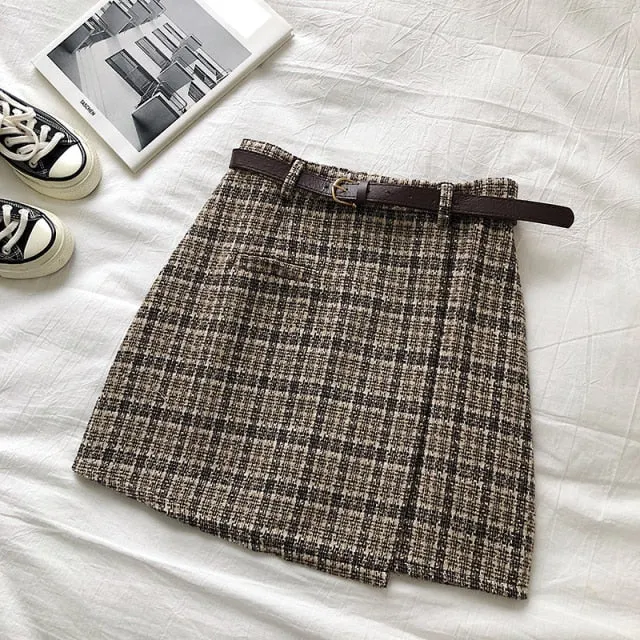 Checked A-line Mini Skirt