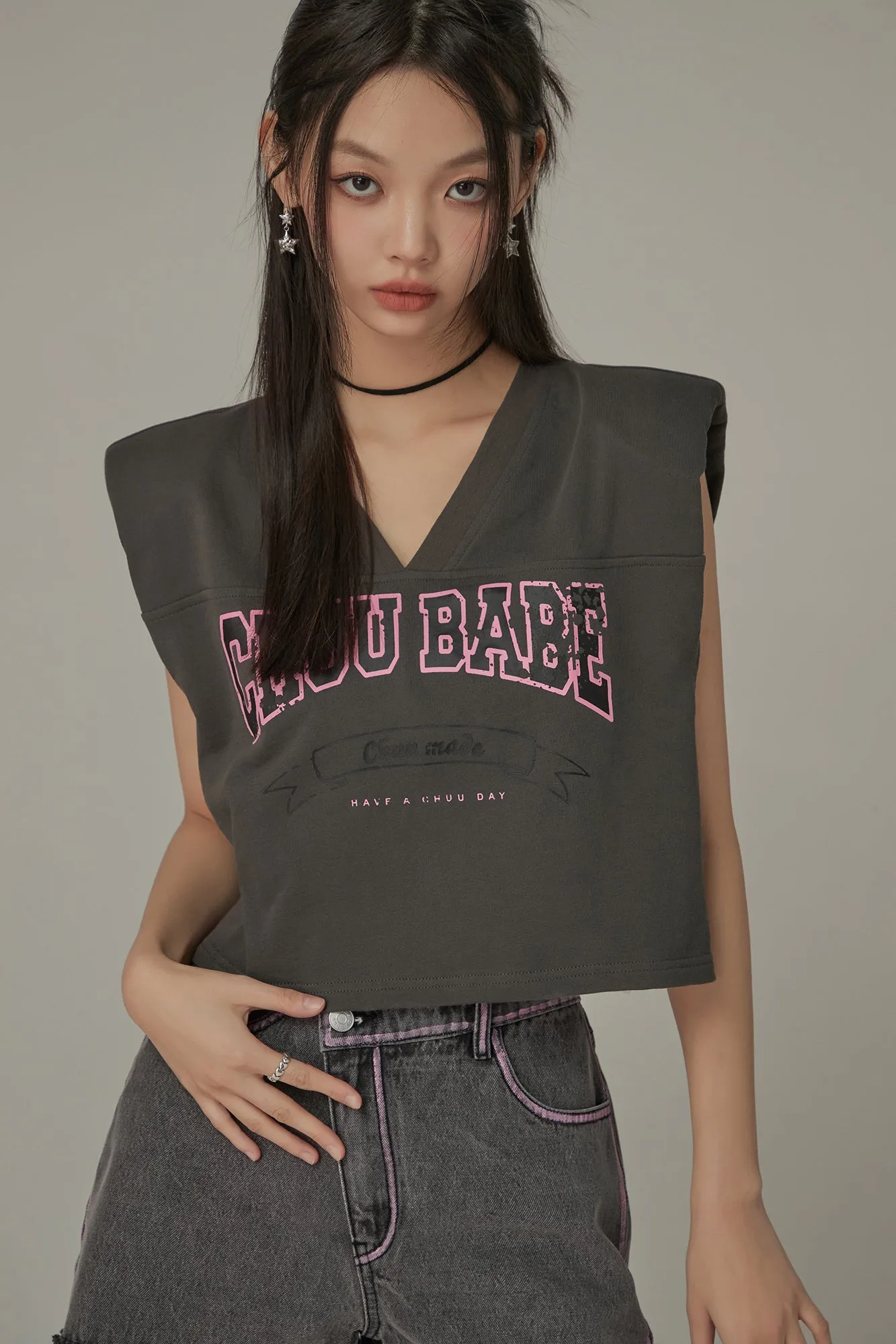 Chuu Babe Sleeveless Cotton V-Neck Top