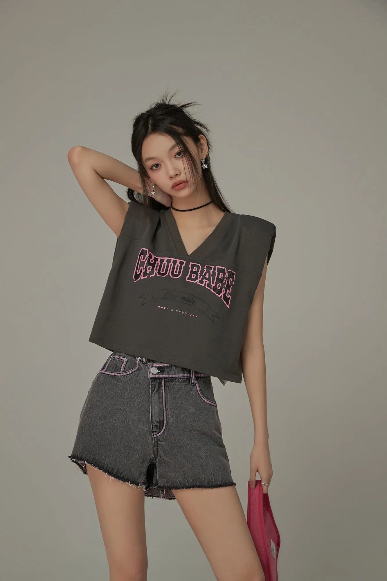 Chuu Babe Sleeveless Cotton V-Neck Top