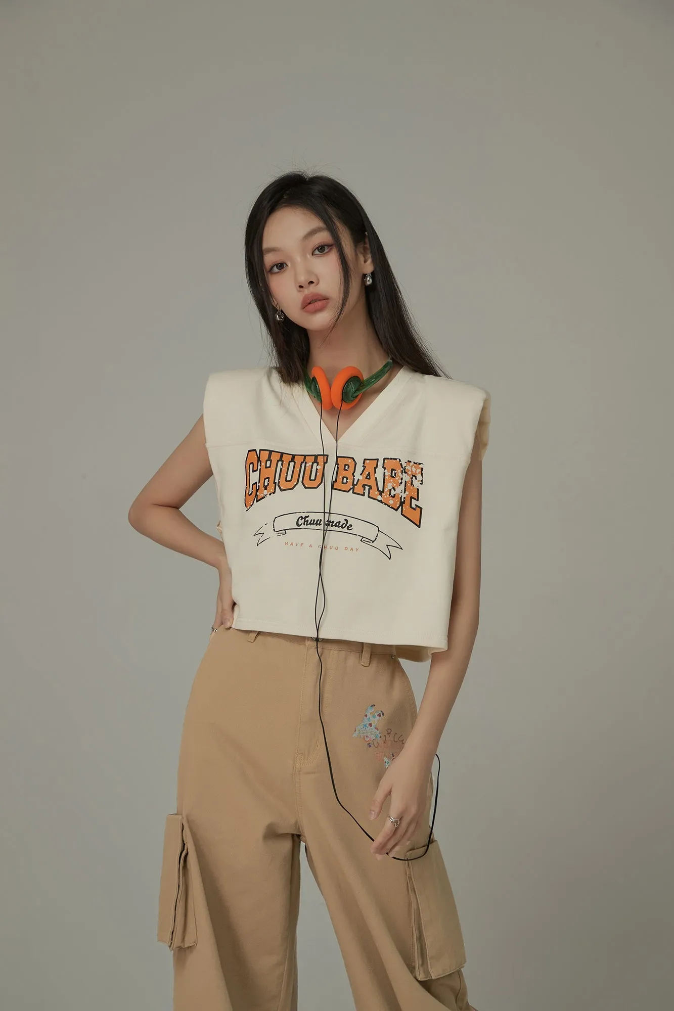 Chuu Babe Sleeveless Cotton V-Neck Top