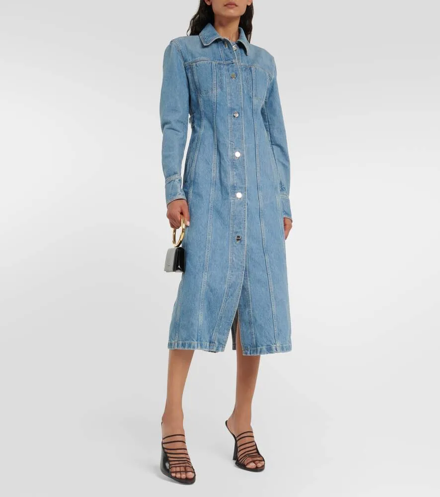 Cotton denim shirt dress FERRAGAMO, blue