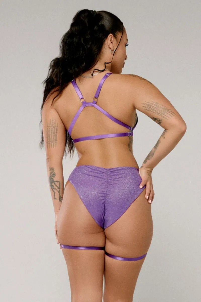 CXIX Cora High Waisted Bottoms with Garter - Esmerelda Purple