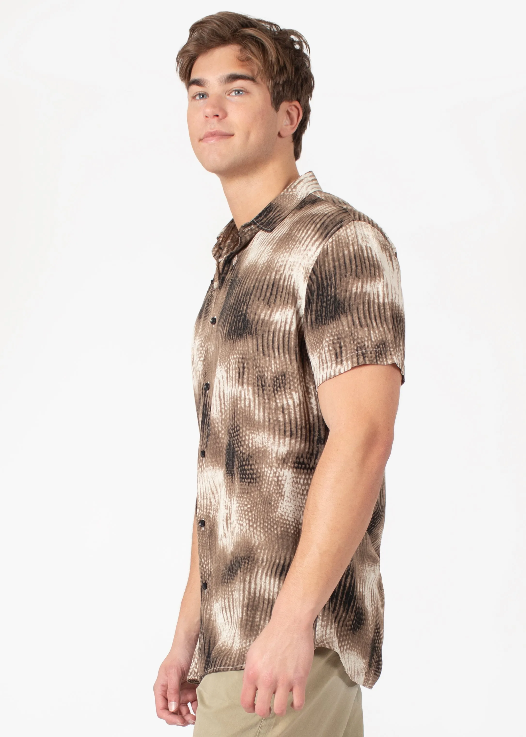 Diffuse Abstract Button Up Short Sleeve Dress Shirt