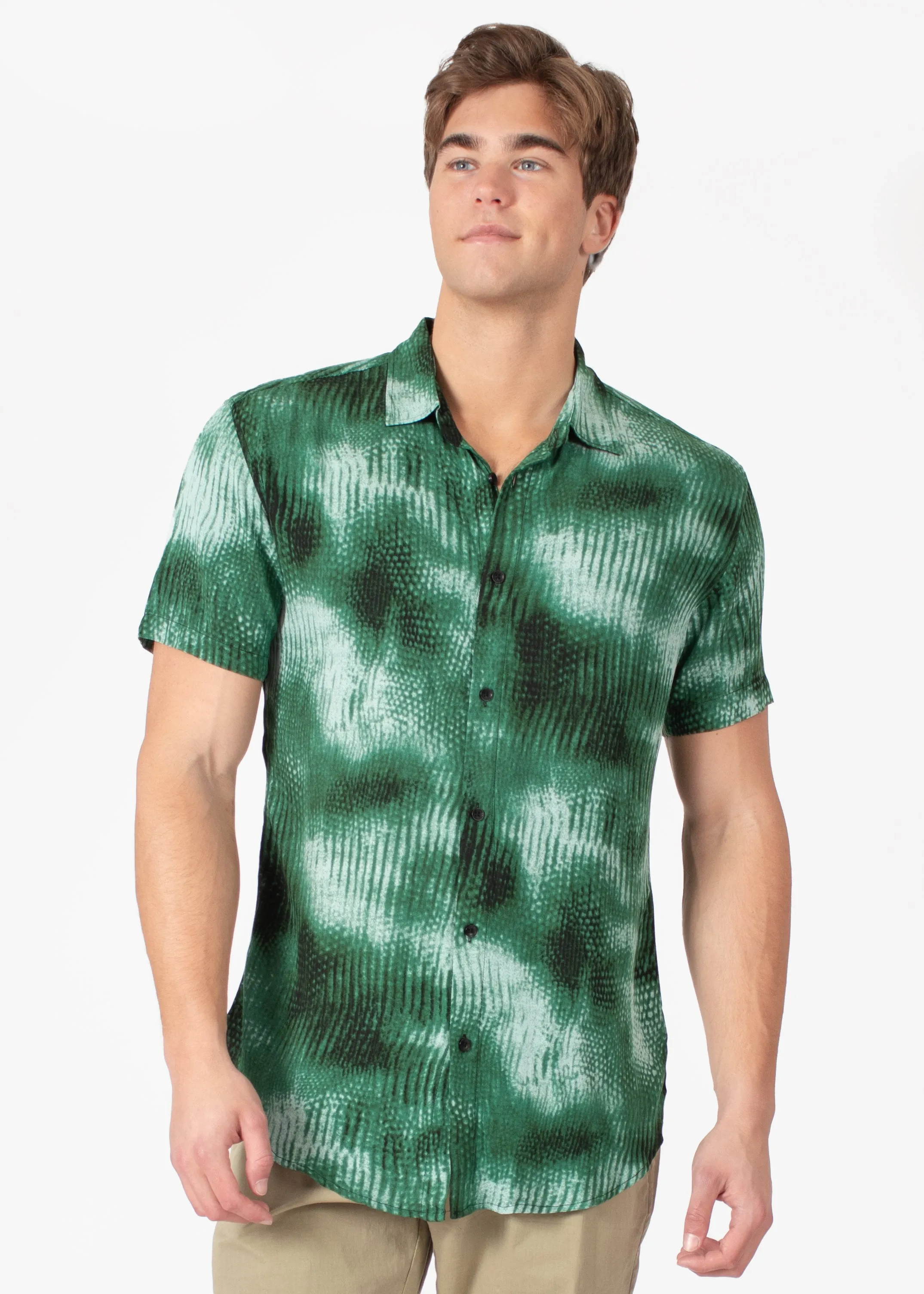 Diffuse Abstract Button Up Short Sleeve Dress Shirt