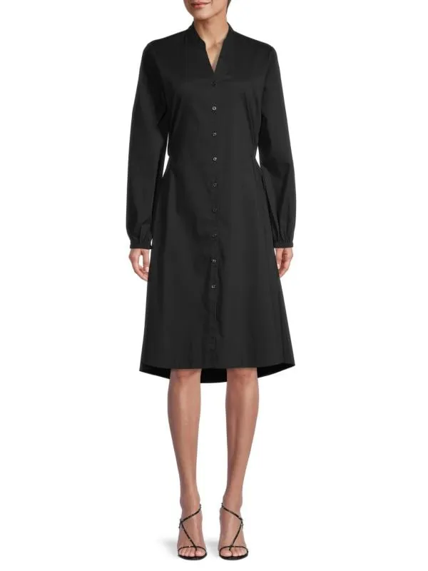 Donna Karan Cutout Midi Shirtdress Black