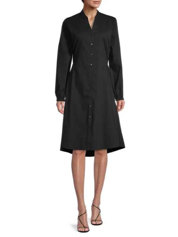 Donna Karan Cutout Midi Shirtdress Black