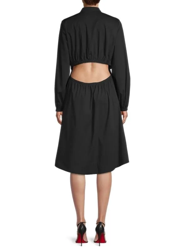 Donna Karan Cutout Midi Shirtdress Black