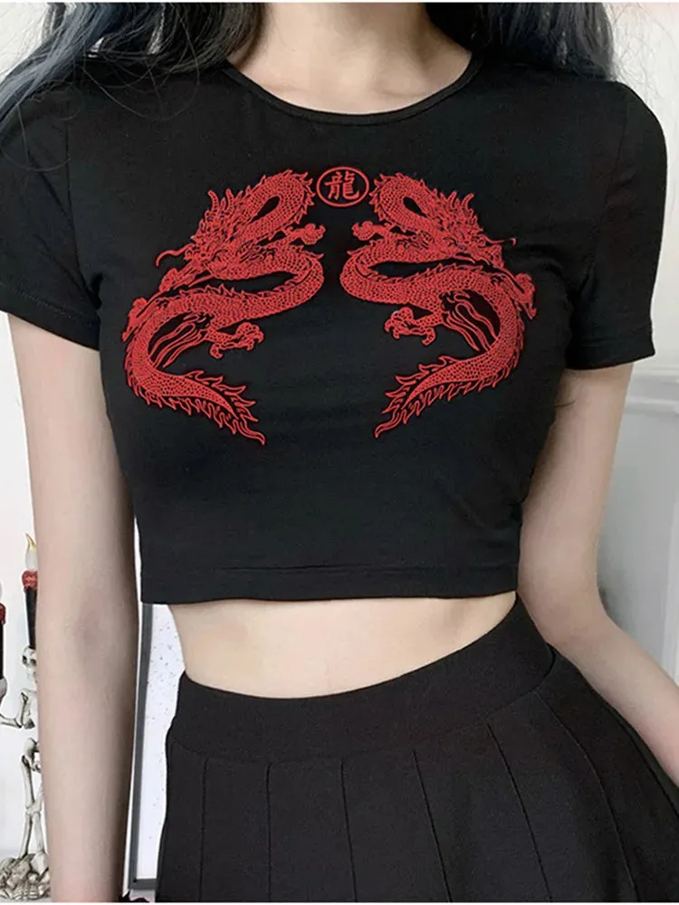 Dragon Short Sleeve Crop Top