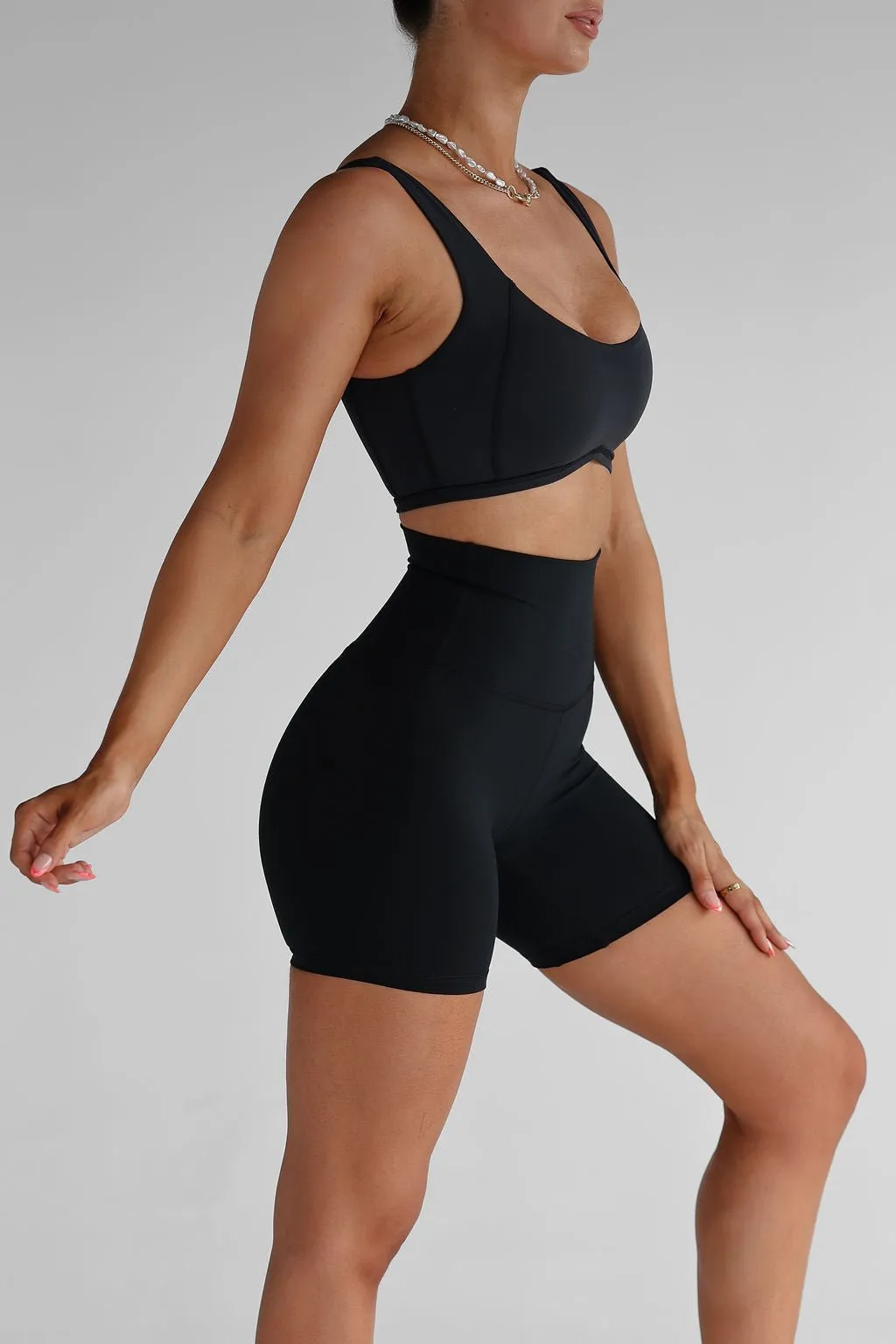 Extra High Waist Bike Shorts - Black