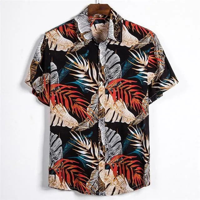 Floral Shirt Men Short Sleeve Hawaii Shirts Summer Casual Hawaiian Shirt