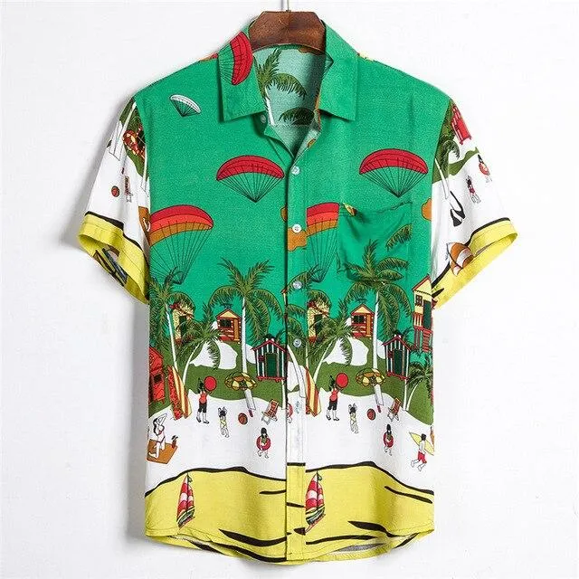 Floral Shirt Men Short Sleeve Hawaii Shirts Summer Casual Hawaiian Shirt