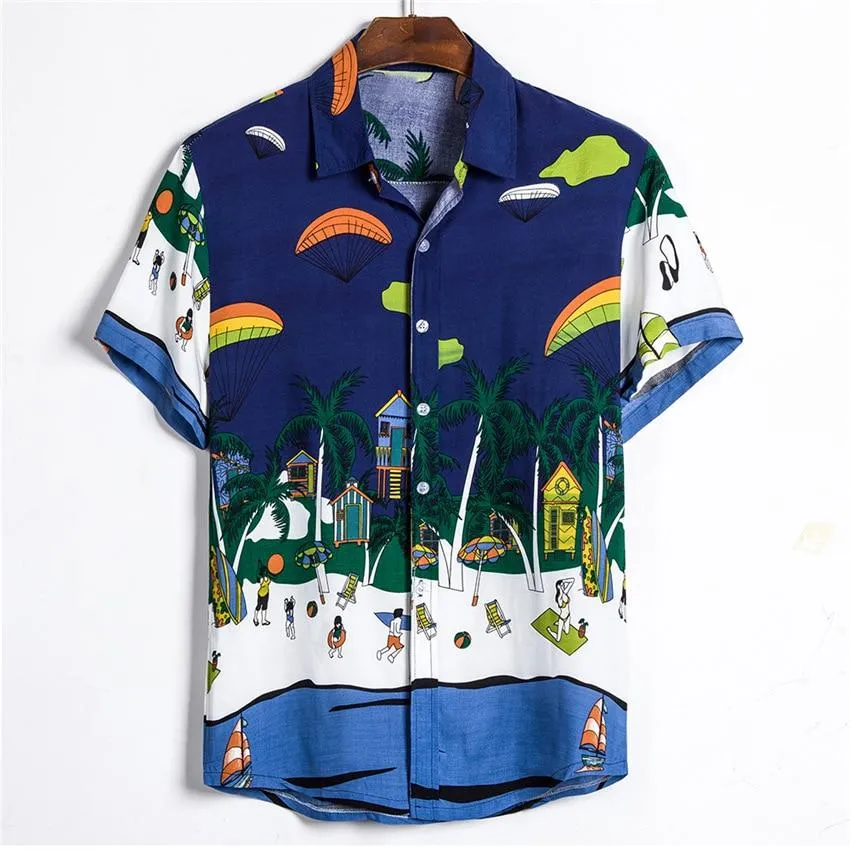 Floral Shirt Men Short Sleeve Hawaii Shirts Summer Casual Hawaiian Shirt