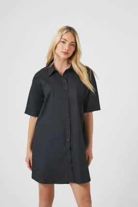 Forever 21 poplin mini shirtdress, black