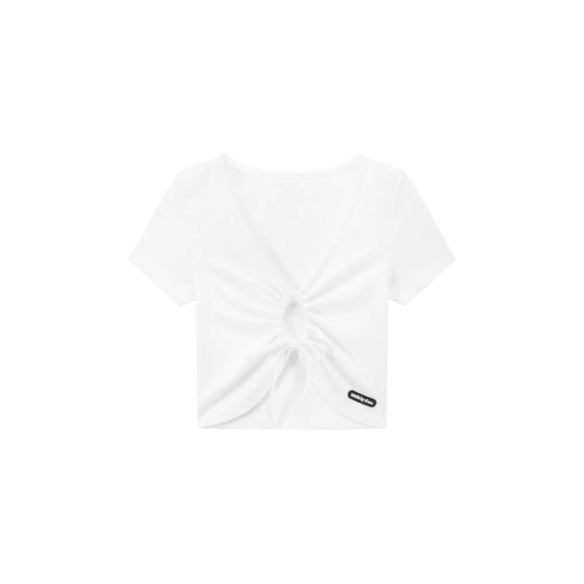 Front Keyhole String V-Neck Cropped Top