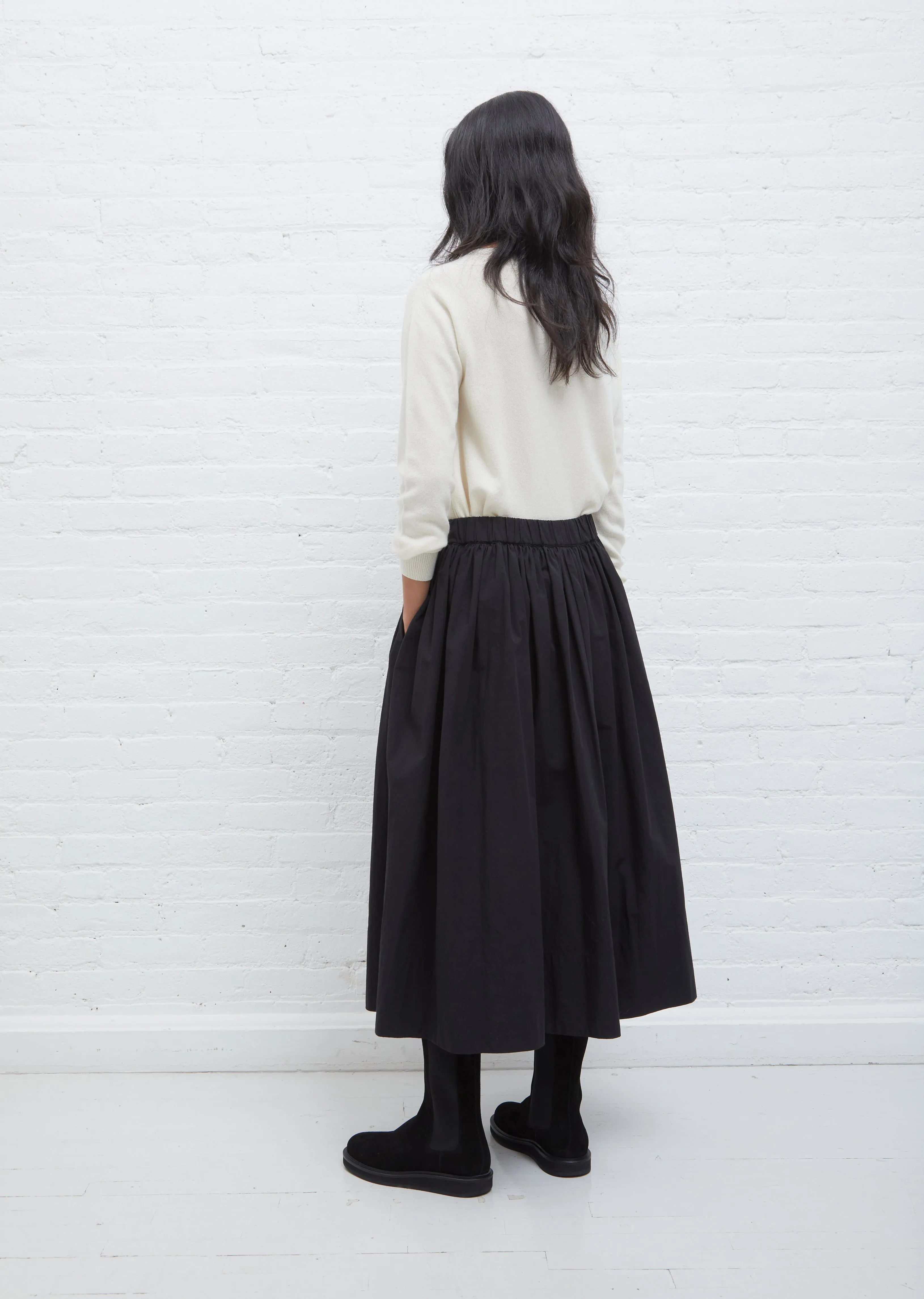 Gathered Stretch Cotton Skirt