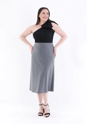 Grey A-Line Midi Skirts