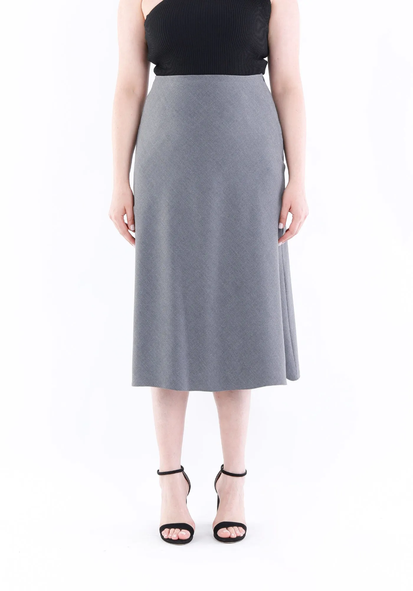 Grey A-Line Midi Skirts